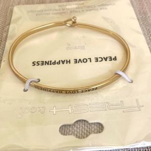 NIP Peace Love and Happiness Thin Brass Gold Bracelet